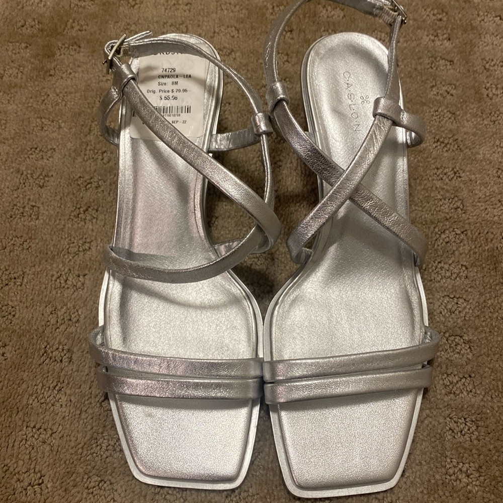 Silver Wedge Sandal NWT
